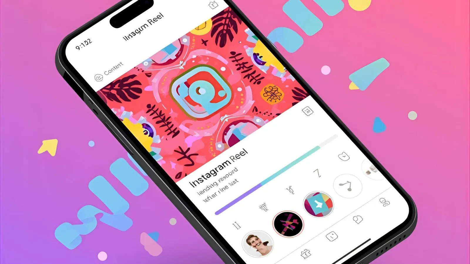 Phone screen with Instagram Reel and bold first-line caption text.